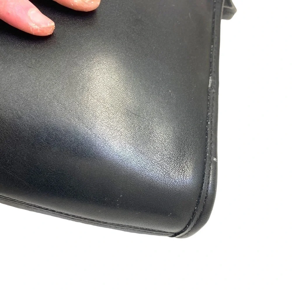Coach vintage black leather scooter bag with nickel hardware